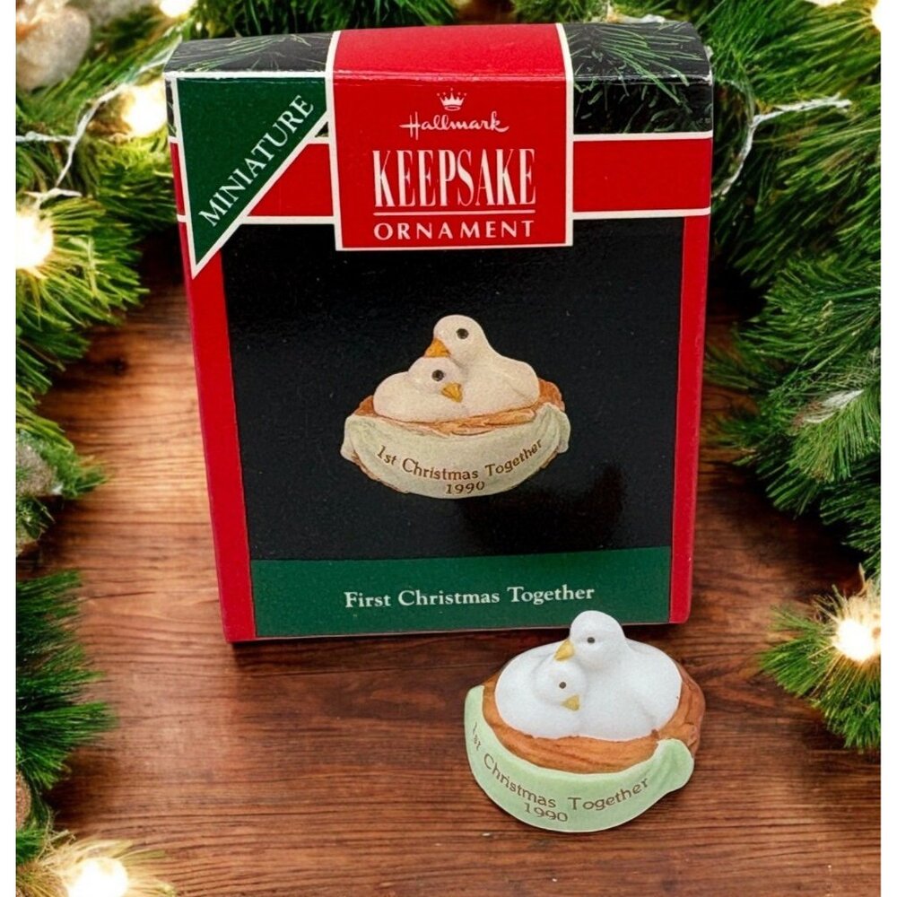Hallmark Keepsake First Christmas Together Ornament 1990 Porcelain Doves 1990